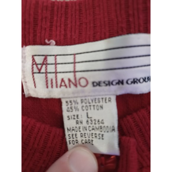 Milano Design Group womens red ribbed cotton blend cardigan sweater large - Picture 2 of 7